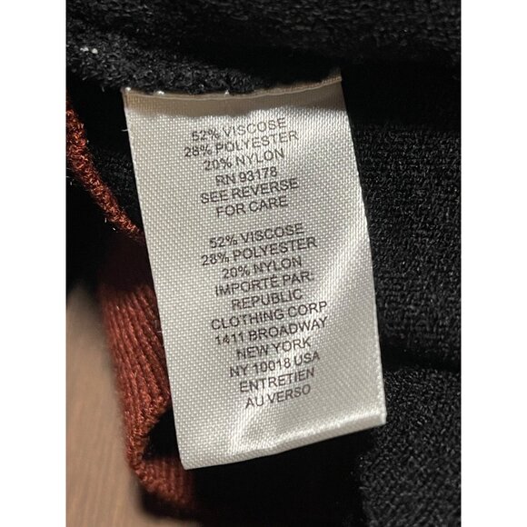 Tahari Colorblock Sweater Black Chestnut Womens XS Cozy Lightweight Mock Neck - Picture 8 of 9